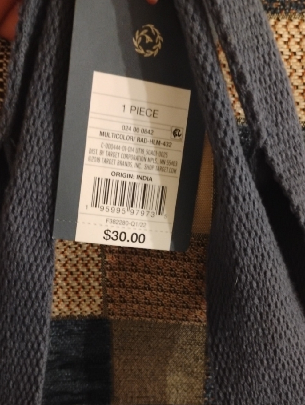 Universal Thread NWT Women’s Woven Check Tote Bag in Blue and Cream Patchwork - Picture 2 of 9